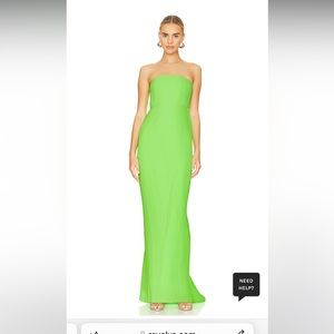 Solace London Harlee Lime Pleated Strapless Gown